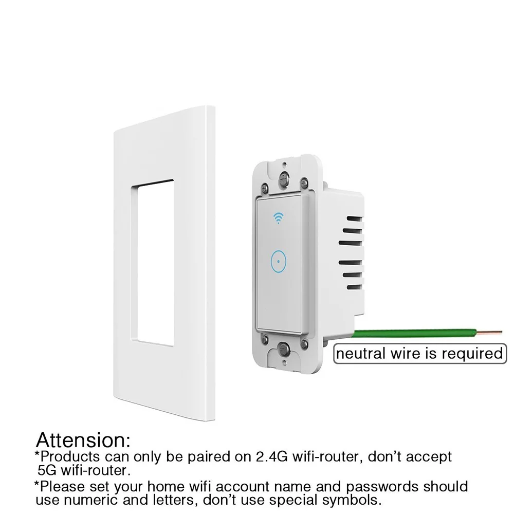 Умный светильник Hyleton, переключатель Wi-Fi, настенный беспроводной переключатель, совместимый с Amazon Alexa, пульт дистанционного управления/приложение/сенсорное управление, тип США
