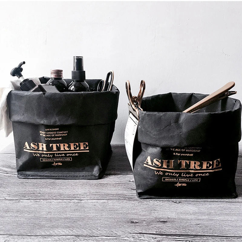 Nordic Style Large Storage Bag Waterproof kraft Bags Clothes Organizer Laundry Paper bag Washable kraft bags Plant pot  Big Size