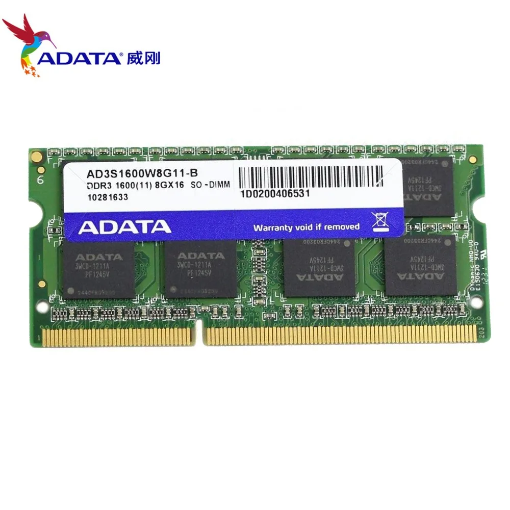 AData 8G DDR3L 8GB 1600MHz PC3 12800 DDR3 1 35 V ноутбук RAM SO DIMM 1333 10600 204 PIN память ноутбука|Оперативная