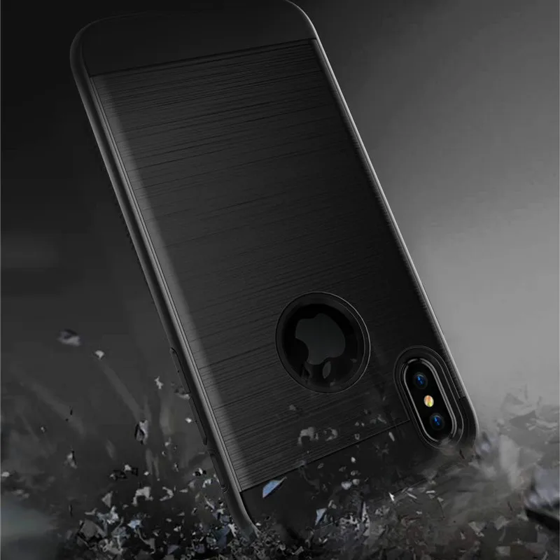 Для iPhone 8 7 6 S Plus X случае Роскошные Матовый Гибридный Броня PC + Мягкая силиконовая