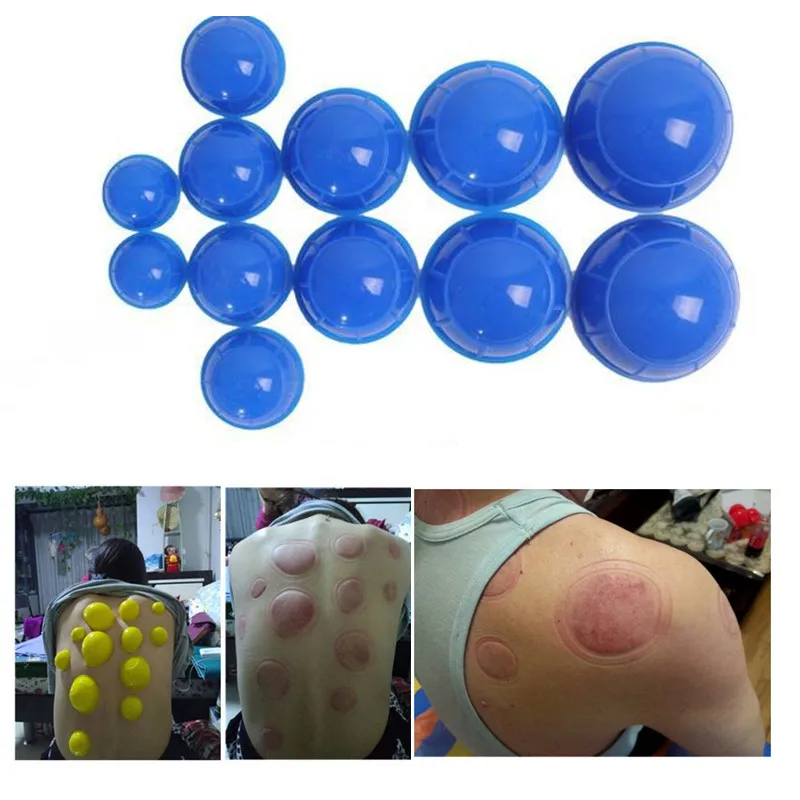 

New Hot 12 Pcs Mini Healthy Cupping Silicone Vacuum Cup Chinese Traditional Medical Cupping Glass Cups 4 color selectable