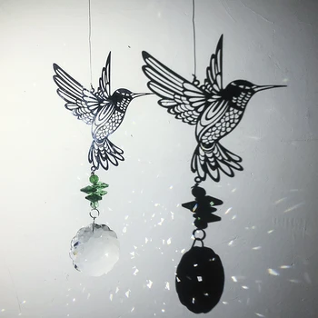 

H&D Crystal Flower Prism Suncatcher Rainbow Maker Hummingbird Pendant Hanging Decoration Window Garden Sun Catcher for Gift