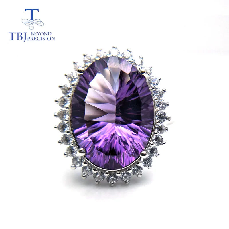 TBJ,Big gemstone Diana's Jewelry set pendant and Ring with natural amethyst 22ct gemstone for women in 925 silver with gift box TBJ,Big gemstone Diana's Jewelry set pendant and Ring with natural amethyst 22ct gemstone for women in 925 silver with gift box