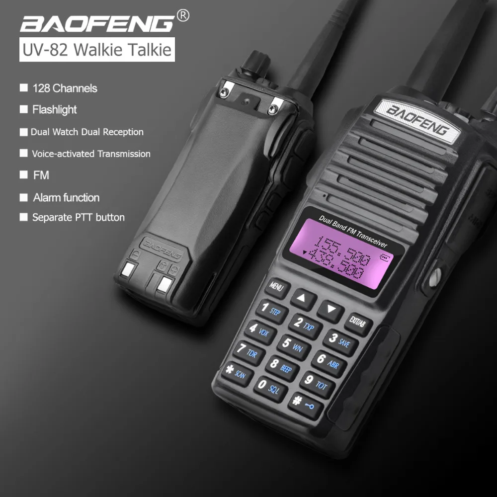 Baofeng UV-82 двухканальная рация UV82 CB радио Отдельная кнопка PTT 128CH FM VOX Ham Радио большой диапазон для охоты радио