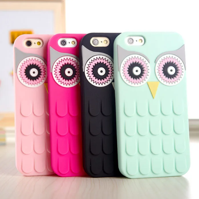 New Arrival 3D Cute Cartoon OWL Soft Silicon Rubber Phone Case Cover For Apple iPhone 7 7Plus 4 4S 4G 5 5S 5G 6 6S 6 Plus 5.5
