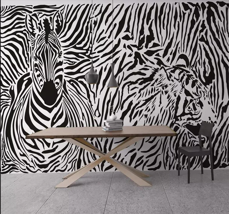 Custom 3d wallpaper zebra vintage pattern animal abstract decorative painting background wall high-grade waterproof material Custom 3d wallpaper zebra vintage pattern animal abstract decorative painting background wall high-grade waterproof material