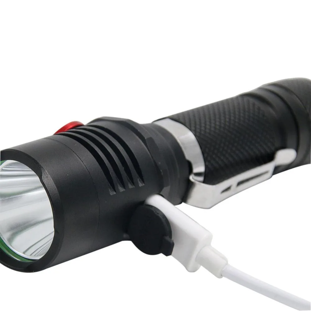 SKYWOLFEYE 8000 люменов T6 светодиодный фонарик с подзарядкой от USB 18650 батарея велосипедный фонарь с зажимом водонепроницаемая лампа+ usb-кабель