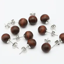 1 пара унисекс Мужские деревянные серьги-гвоздики вилка Pendientes 10 мм коричневый панк стиль ювелирные изделия для женщин