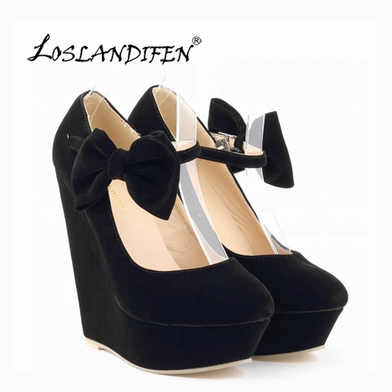 Moda mujeres alto talón del terciopelo Zapatos plataforma negro Bombas  Niñas dulce Arco Nudo tobillo Correa Bombas señoras rojas del partido  zapatos 391 3ve|velvet high heel shoes|ladies party shoeshigh heel shoes -
