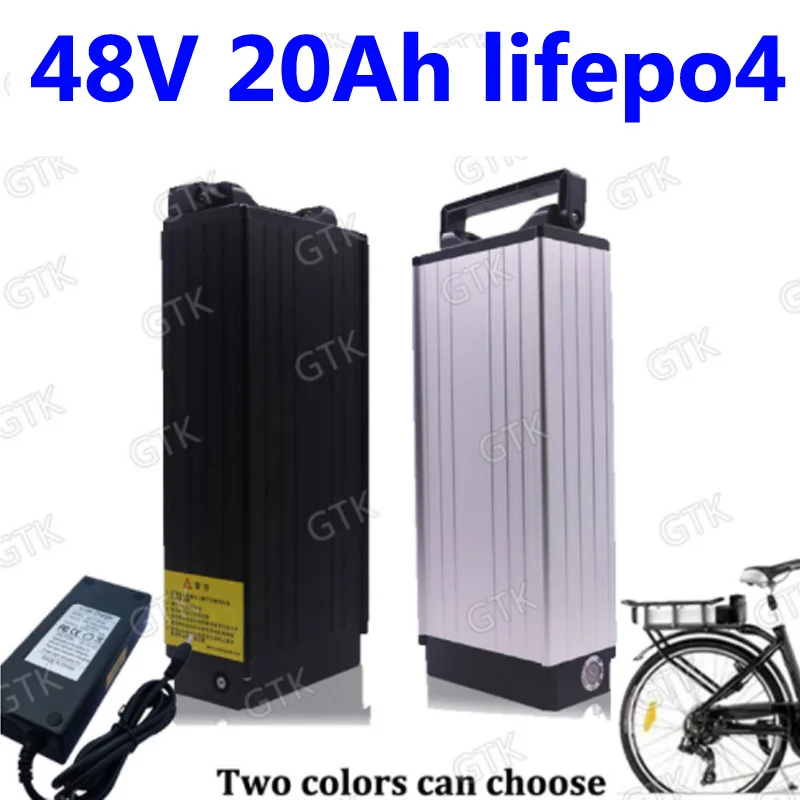 

GTK lithium 48V 20AH lifepo4 Rear rack battery with BMS 51V 20Ah deep cycle for 1000W 1500w Bike Scooter bicycle + 3A charger