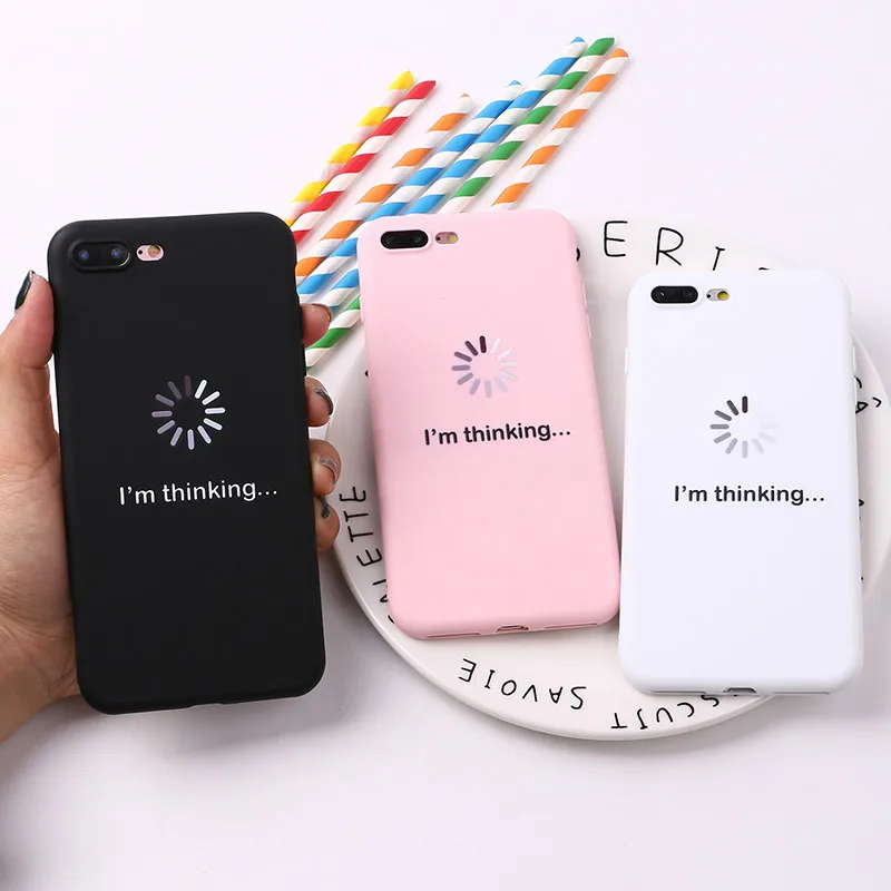 

Personality English solid color phone Case For iPhone6 7 8 7 8Plus simple soft shell Phone Case For iPhoneX XR funny word Case
