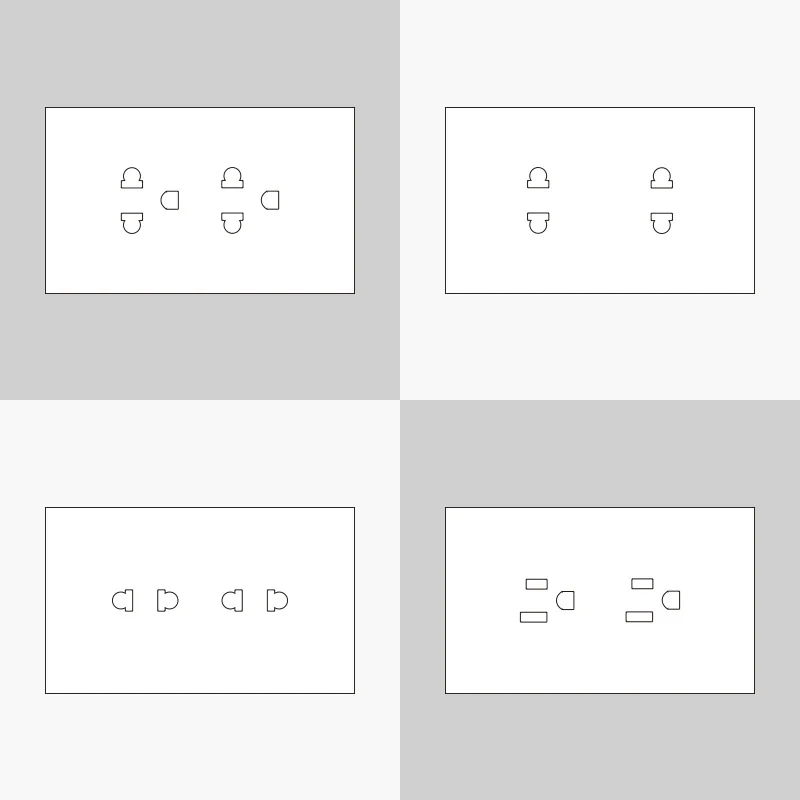 Стандарт США 4 pin/6 pin настенная розетка, белый/черный цвет Высококачественная стеклянная панель, 15A 110-240 V Двойная настенная розетка