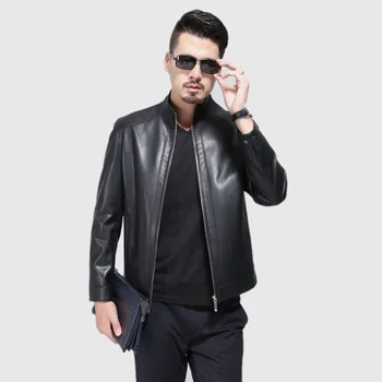 

24 New Fashion Man Autumn Clothing Leather Coat Spring middle-aged men's casual Leather Jacket