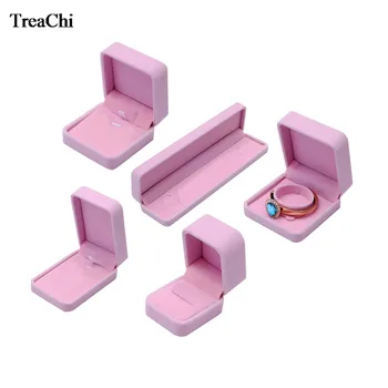 Elegant Pink Velvet Ring Jewelry Display Case Luxury Wedding Ring Earrings Necklace Bracelet Storage Organizer Gift Set Box large leather gift box for jewellery wedding party decoration display velvet organizer earing necklace ring packaging pink box