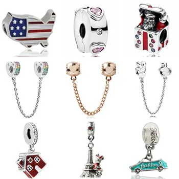 

Maxi Small Long Statement Flowers Map Car Crystal Pendant Beads Fit Pandora Charms Bracelets for Women High Quality DIY Handmade