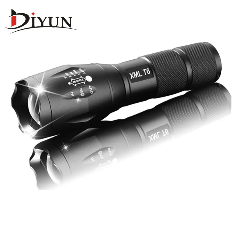 

DIYUN LED Flashlight 4000 Lumnes CREE XM-L T6 LED Tactical Flashlight Torch 5Mode Zoomable Waterproof Torch Light lanterna