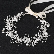 Жемчужная Нить для волос кристалл свадебные повязки головной убор для невесты горный хрусталь свадебная заколка для волос голова невесты кусок для свадебной вечеринки