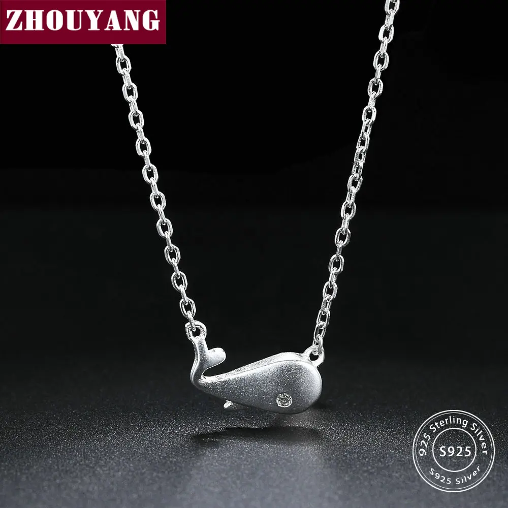 S925 Pendant Necklace For Women Simple Style Fish Whale Shaped 925 Sterling Silver Fashion Jewelry Wedding NY049 ZHOUYANG