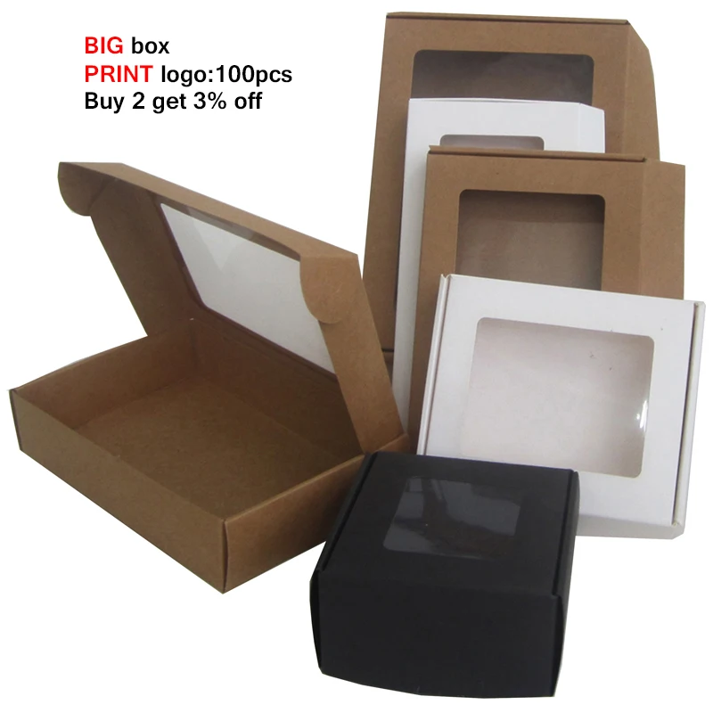Multi Size Window White Paper Large Gift Box Packaging Custom Black