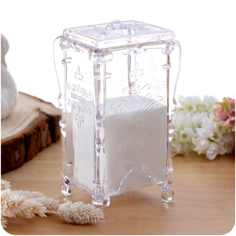 

Plastic Finishing Box Retro Style Paper Towel Paper Storage Box Transparent Desktop Storage Tissue Box K1098 F