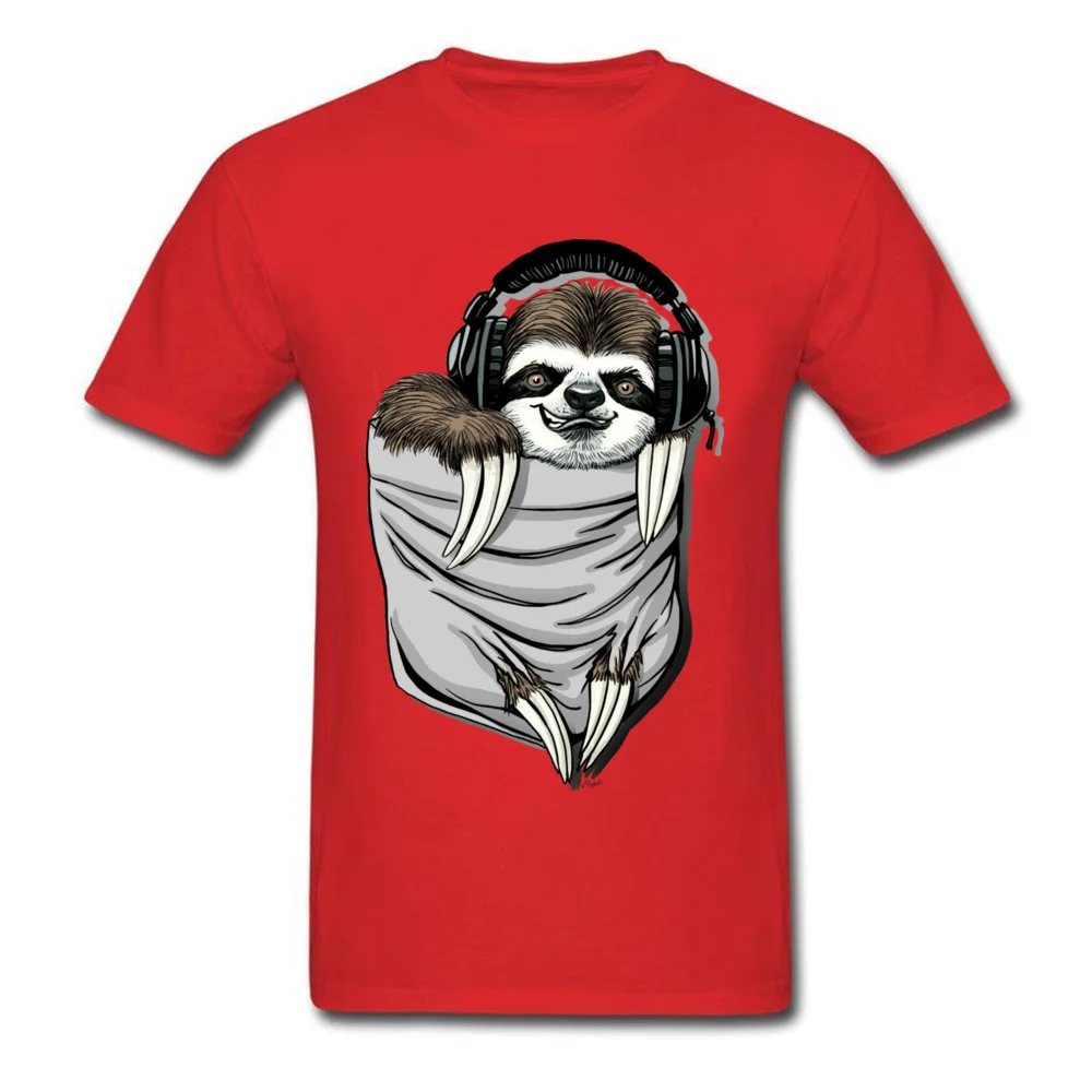 Sloth in My Pocket Men T-shirts 2018 Discount Geek Tops Shirt Cotton Crewneck Short Sleeve Summer Sweatshirts Thanksgiving Day Sloth in My Pocket red