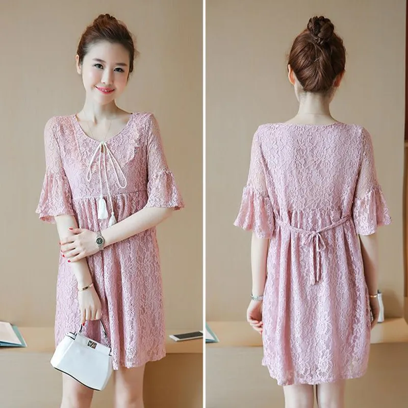 MODENGYUNMA Summer lace Maternity nursing Dresses Breast feeding clothes for Pregnant Women Pregnancy Breastfeeding Clothing