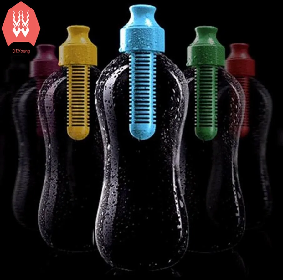 550ml Activated Carbon Filter Water Bottle Outdoor Hiking Gym Filtered