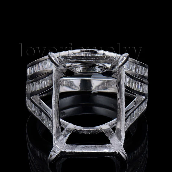 

New Arrival Emerald Cut 10x14mm 14Kt White Gold Diamond Semi mount Wedding Band Ring WU239