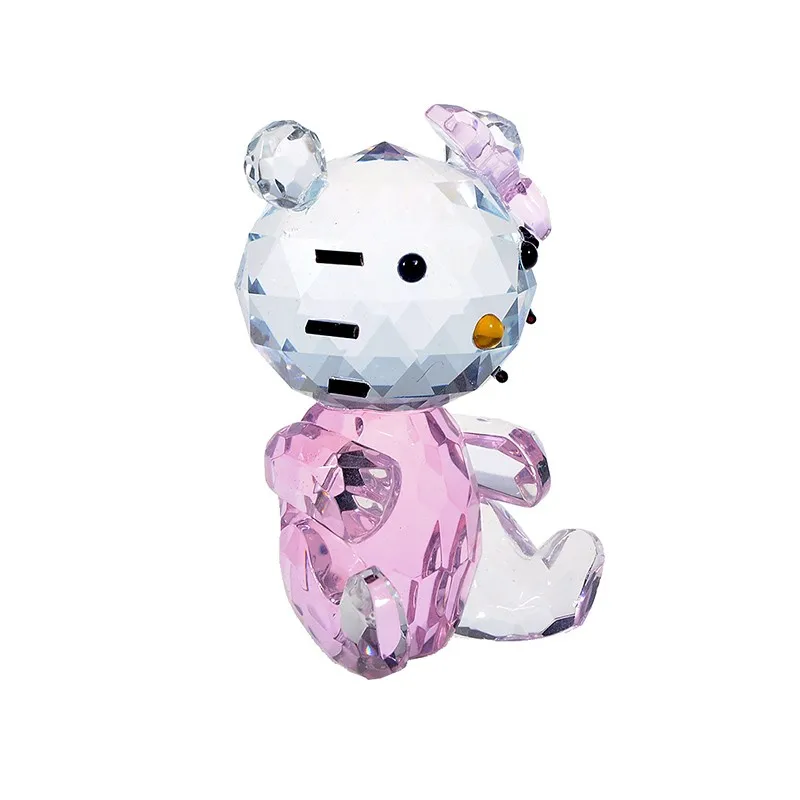 Pink Cat  Figurines Glass Crystal Cute Animal Figurines Paperweight Collection Home Birthday Christmas Wedding Art Decoration (3)