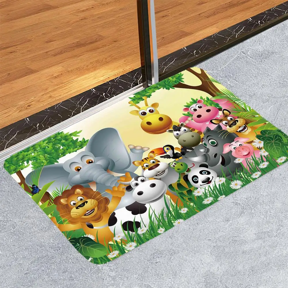 3D мультфильм зоо коралловый флис коврик для прихожей для кухни, ванной, туалета Противоскользящие коврики для пола коврик