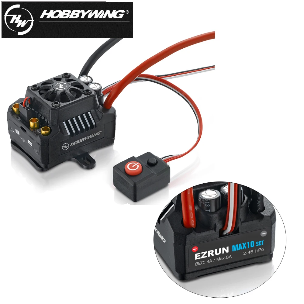 

1pcs 100% Hobbywing EZRUN Max10 120A ESC Waterproof Brushless ESC 1/10 SCT RC Hobby Truck MAX10-SCT 120A