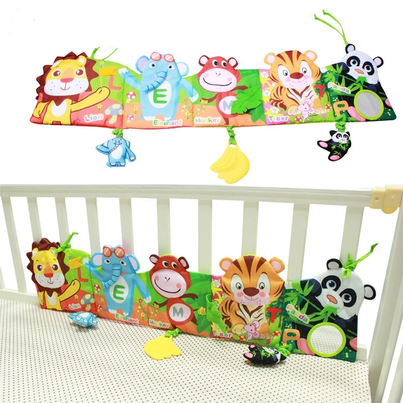 

Baby Toys Baby Book 0-12 Months Soft Animal Cloth Book Bed Cute Popular Unfolding Activity Books Cute Animals Bed Bumper