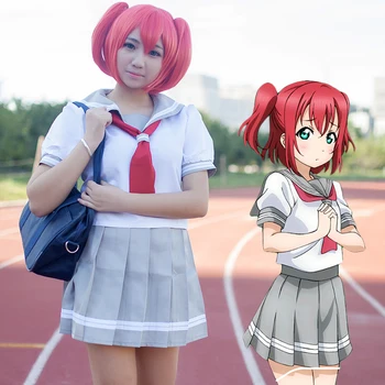 

Anime Lovelive Sunshine Cosplay Costume Love Live Aqours Takami Chika Sailor Suit Girls School Uniforms
