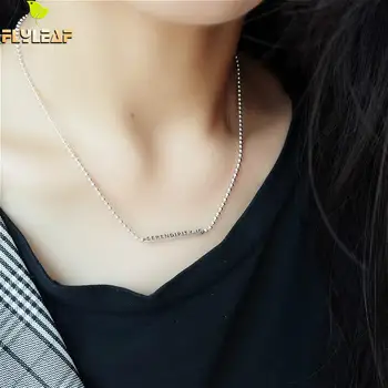 

Flyleaf Letter Small Beads Necklaces & Pendants Real 925 Sterling Silver Necklace For Women Fine Jewelry Simple Vintage Ins