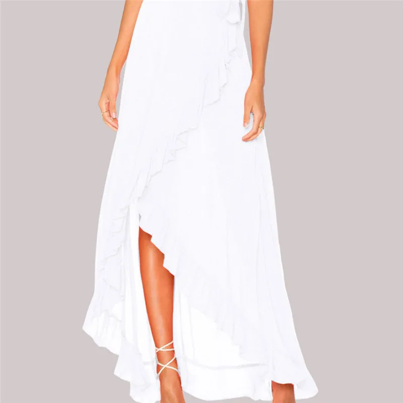 Новые модные женские летние макси юбки с высокой талией плиссированные пляжные шифоновые длинные повседневные однотонные имперский Высокая талия длиной до щиколотки