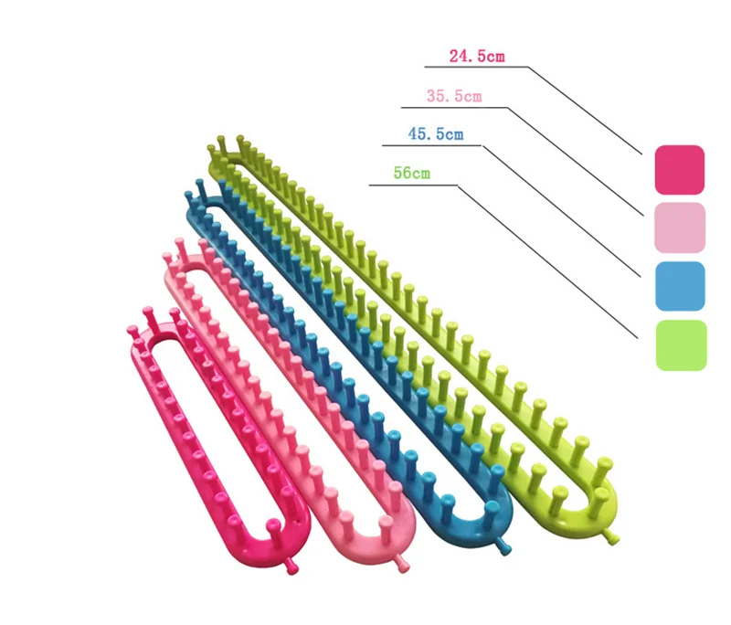 1 набор пластиковых длинных вязальных ткацких станков, набор для рукоделия, шарф, шаль, одеяло, шапка, носки, инструмент для вязания, 4 размера