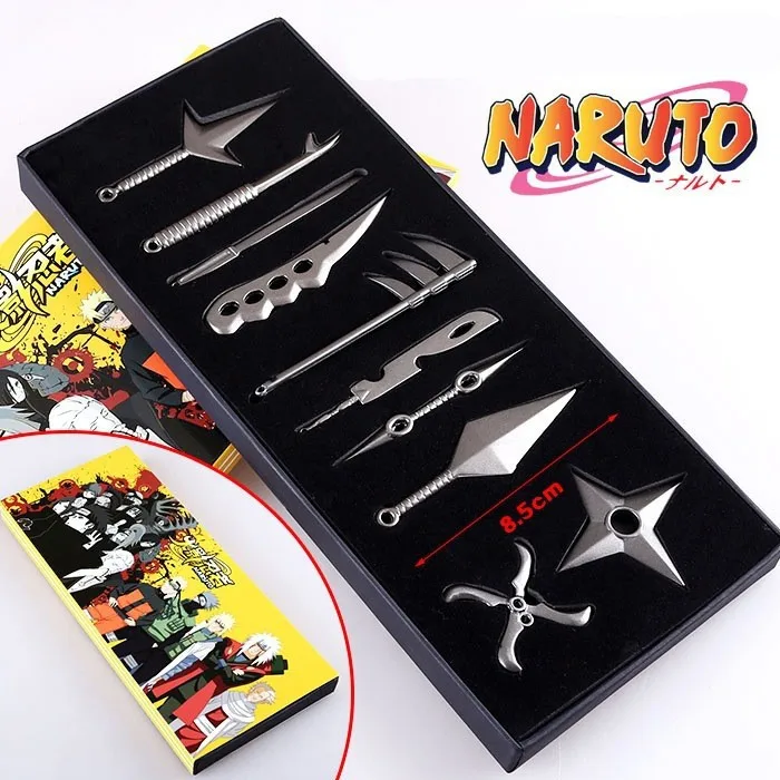 

[Funny] 10pcs/set Anime Collection suit Cosplay Naruto Ninja Sasuke/Kakashi weapons toy Stage performance props child kids gift