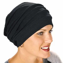 2021 nowy elastyczny modny Turban jednolity kolor kobiety ciepłe zimowe chustka na głowę Bonnet wewnętrzna czapka Hijabs muzułmański hidżab femme Wrap Head
