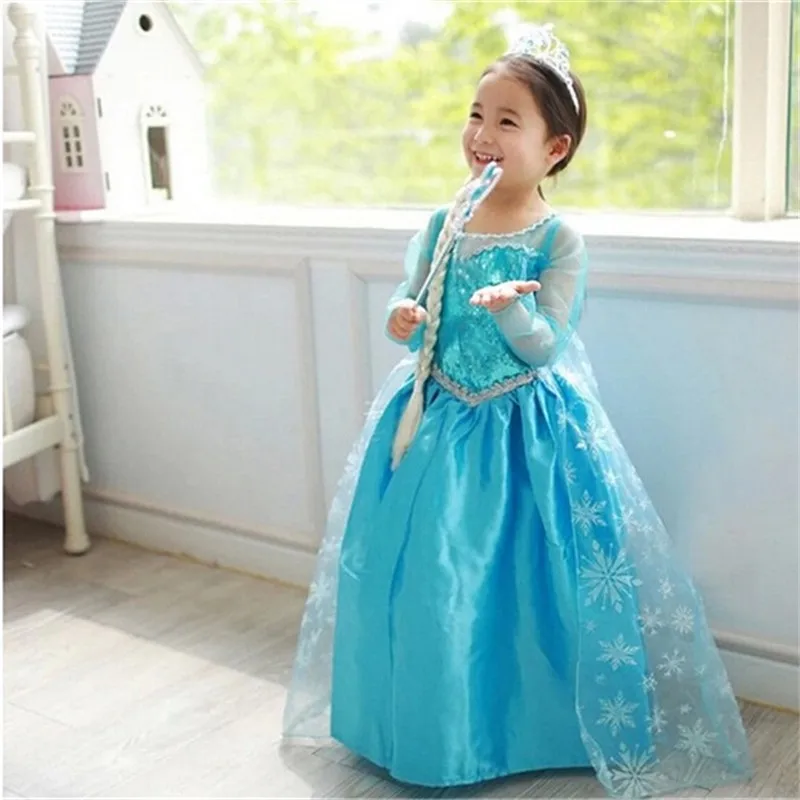 Нарядные платья Эльзы; платье принцессы Анны для девочек; вечерние костюмы Эльзы; Vestidos Fantasia; одежда для детей; карнавальный костюм