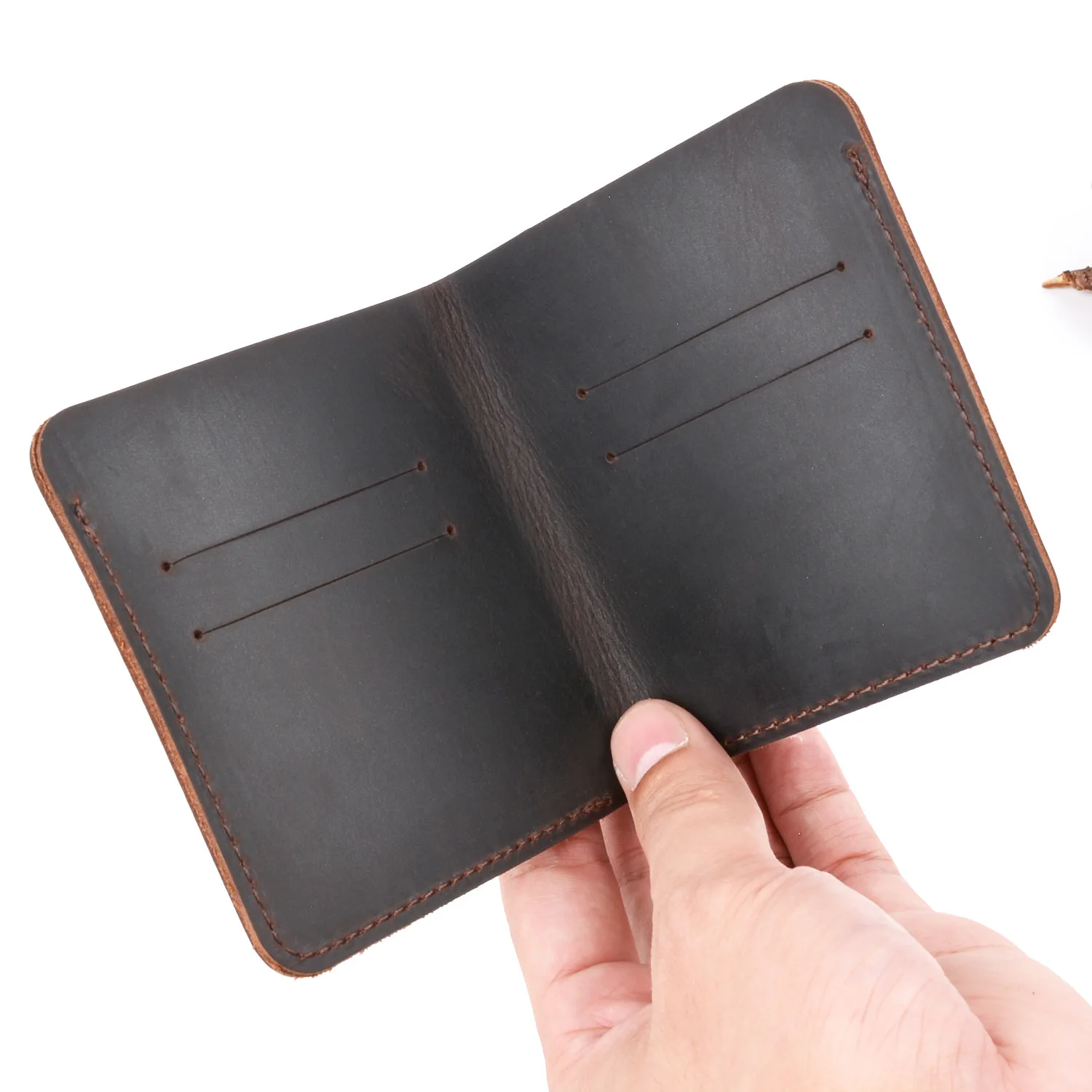 

Brief Handmade Genuine Leather Wallet Fabric 100% Genuine Leather Handmade Leather Purses Custom Logo