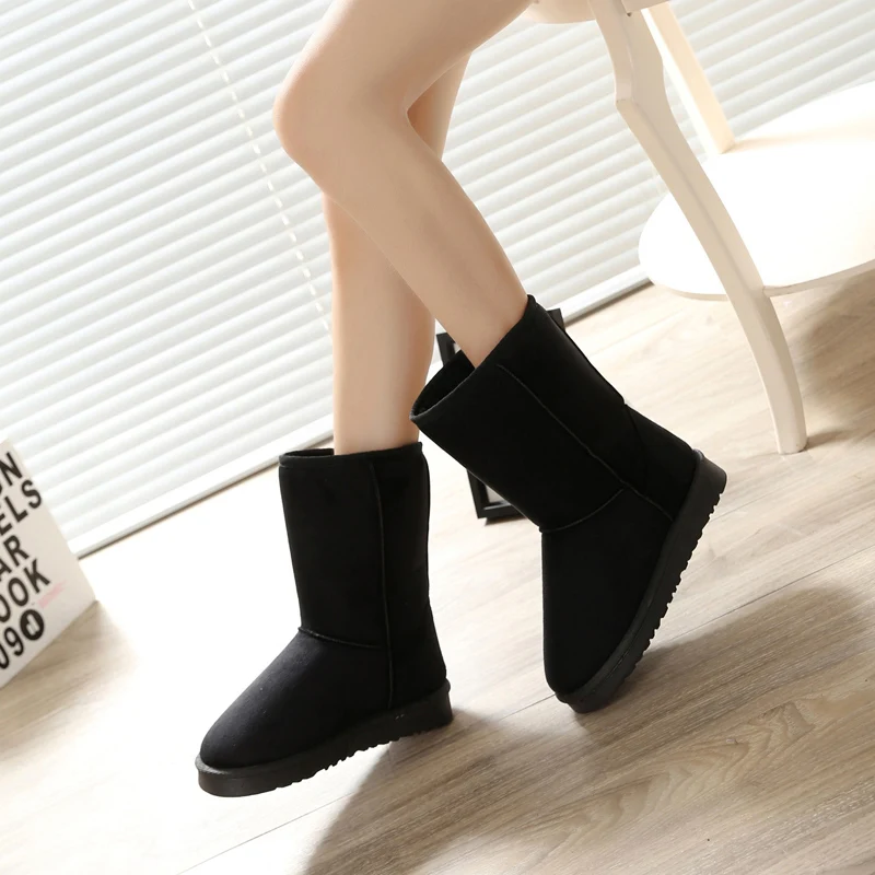 

DEKABR Winter Woman Boots Fashion Mid-Calf Short Plush Snow Boots Solid Platform Slip On Female Footwear Fur Warm Shoes Woman