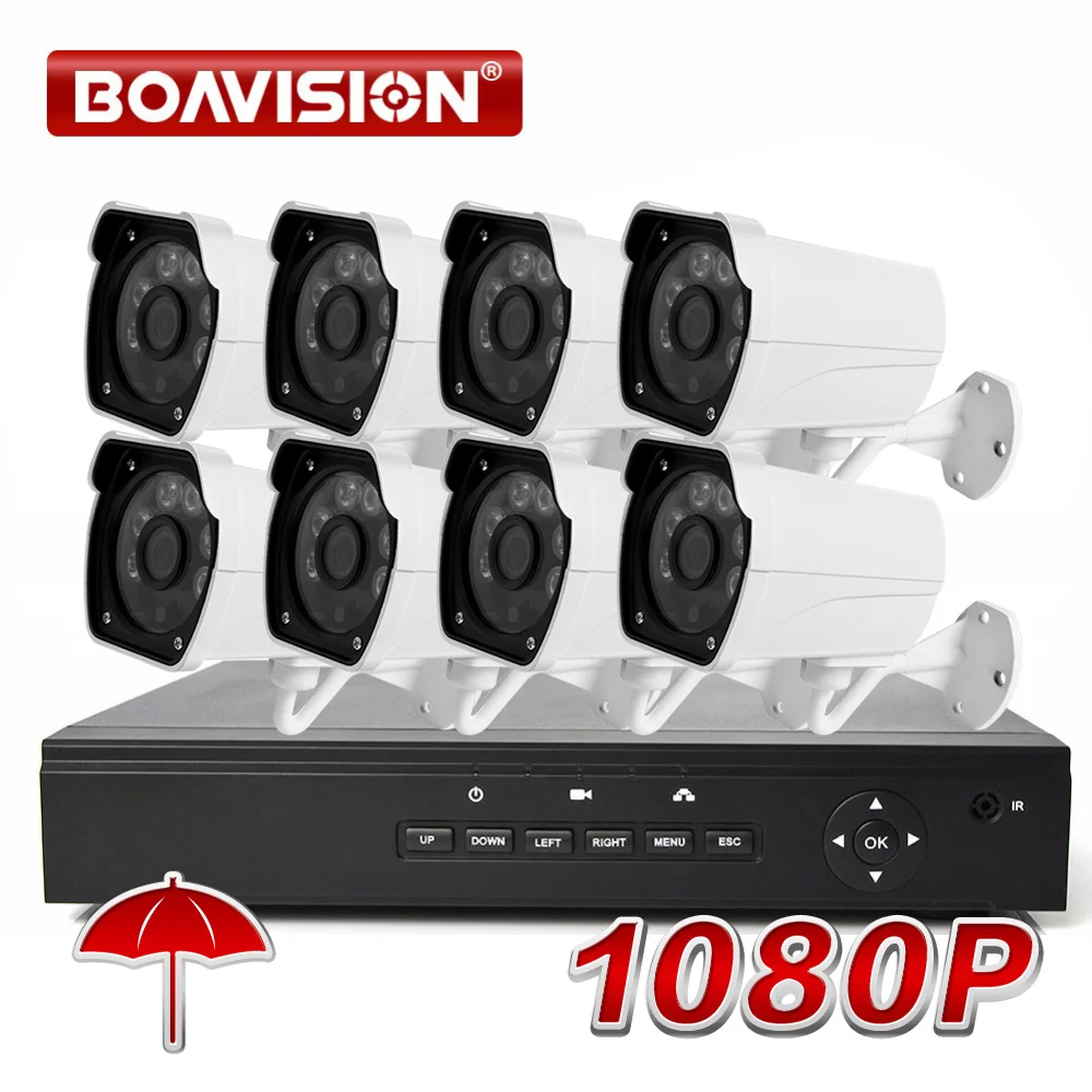 

BOAVISION 8CH 1080P POE NVR CCTV System Kit with 8PCS 1080P 2MP IR 20M Bullet POE IP Camera Outdoor Security System XMEYE P2P