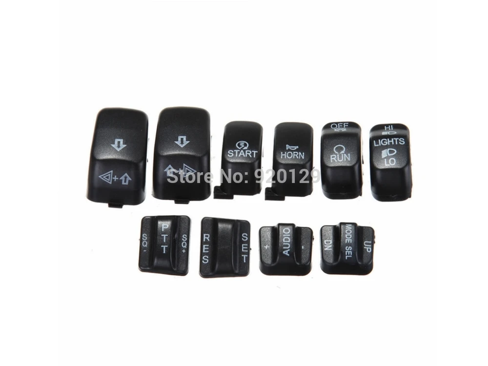 

Black ABS Plastic Switch Cap Button Kit 10 Piece For Harley Touring 1996-2013