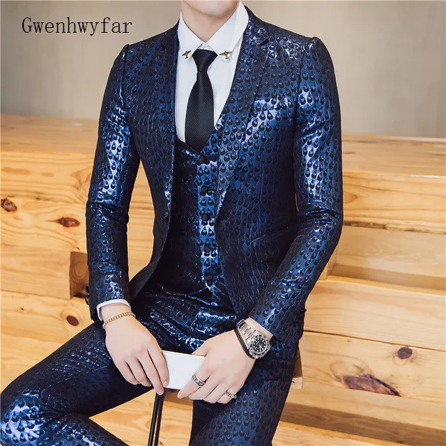Gwenhwyfar,, новейший дизайн, костюмы для мужчин, s, сценическая одежда, для мужчин, блестящий, 3 предмета, костюм для певицы, для выпускного вечера, для ужина, мужской пиджак-смокинг, штаны, жилет