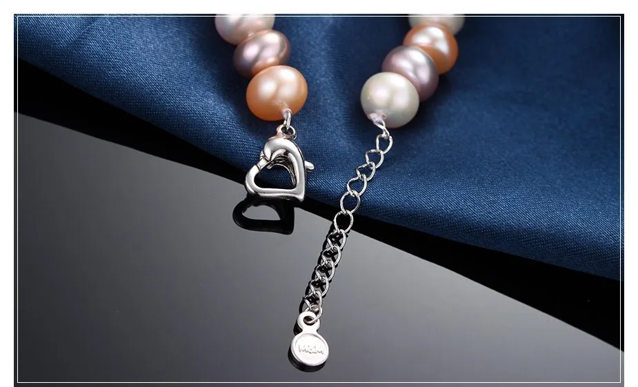 Pink Purple White Natural Freshwater Pearl Chain& Link Bracelets For Women Fashion Jewelry Heart Clasp