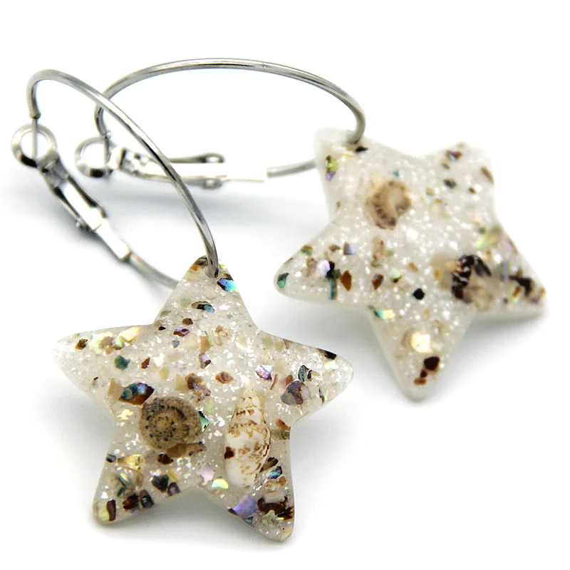 

Summer Vacation Jewelry Resin Funny Seafood conch Hoop Earrings for women Girl Unique Party Earrings best gift