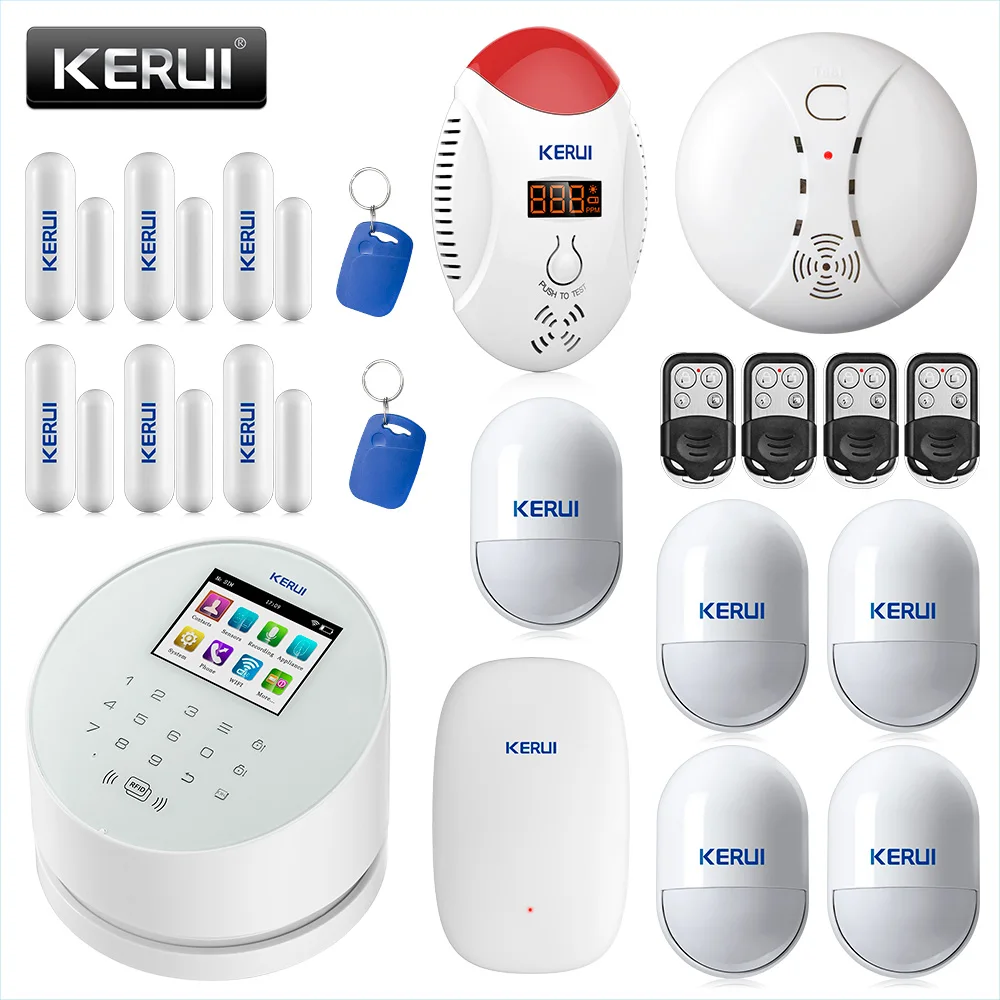 KERUI Smart W2 WI-FI GSM PSTN охранной сигнализации Системы SMS RFID Disalarm угарного газа Сенсор детектор охранной сигнализации Системы