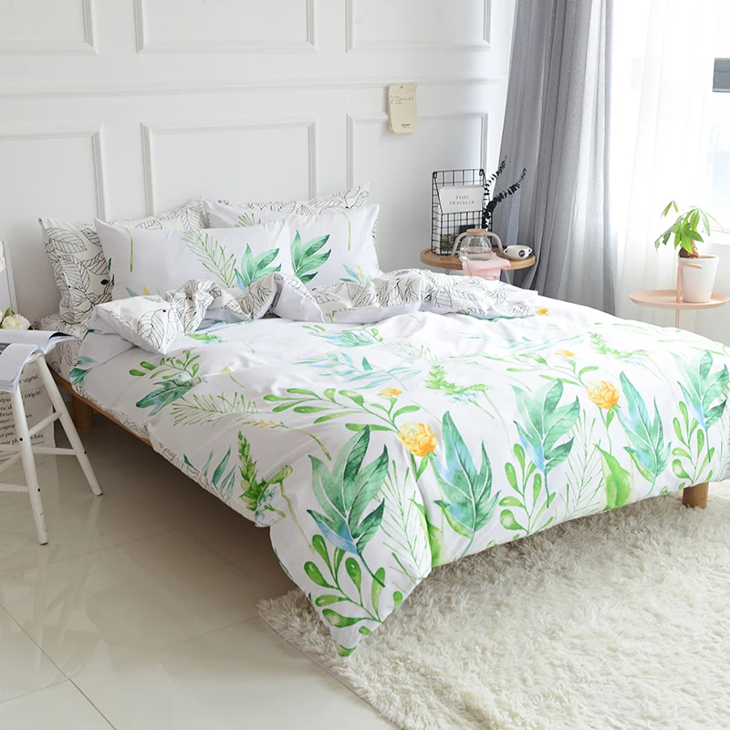 

Plant print duvet cover set bedlinens 100% cotton Twin Queen King size bedding sheets