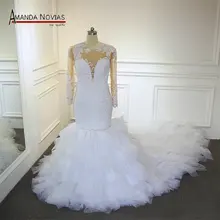 Свадебное платье русалки роскошный платья со шлейфом с бисером Новое поступление свадебное платье больших размеров