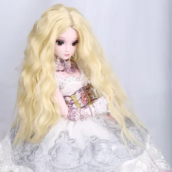 

Allaosify Bybrana 1/3 1/4 long curly Golden High temperature fiber hair BJD wigs for dolls free shipping